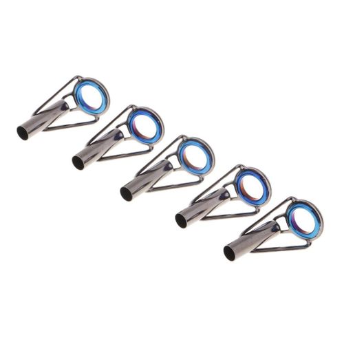 Generic Prettyia 5pcs Stainless Steel Fishing Rod Guides Tips Tops