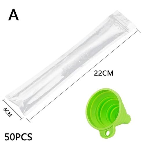 Generic 50pcs Disposable Ice Pop Bags With Funnel Ice Cream