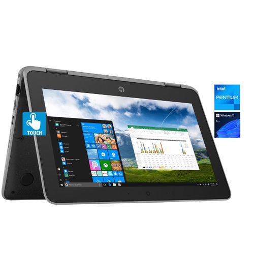 Hp Probook 11 - TOUCH- 256GB SSD/4GB RAM-Intel PENTIUM QUAD CORE WIN 11 Pro Laptop +Mouse &USB Light