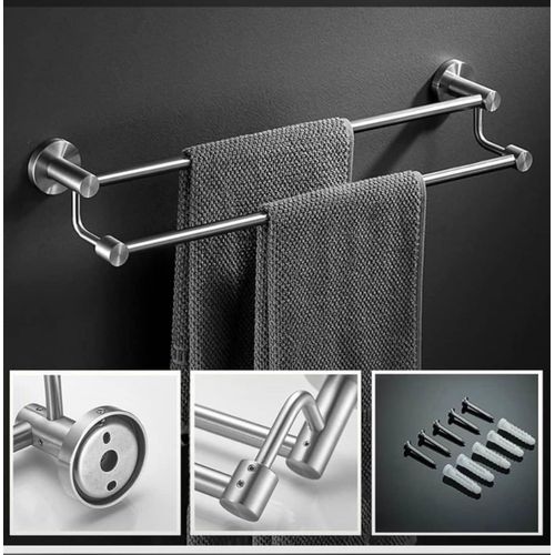Generic Double-Bar Wall-Mounted Stainless Steel Towel Rack