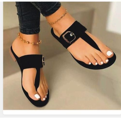 product_image_name-Fashion-Ladies Classic Flat Slippers - Black-1