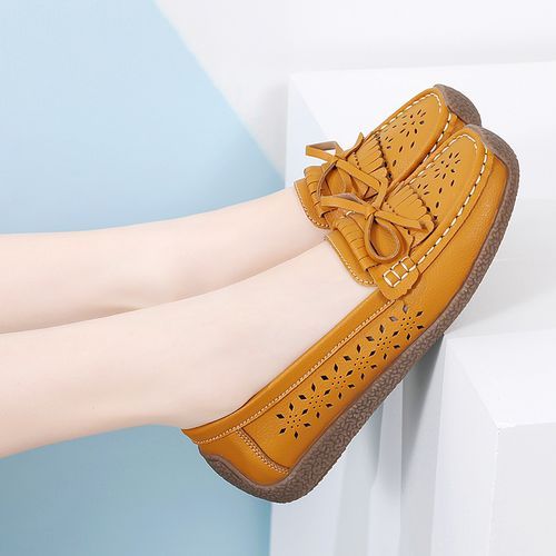 Flangesio EUR Size 35-44 NEW Women Shoes Oxford Flats Shoes Woman Soft  Bottom Cow Leather Women Flats Cut-Outs Summer Hollow Women's Loafers Female  Solid Fashion Comfy Slip On Casual Shoes Ladies Ballet