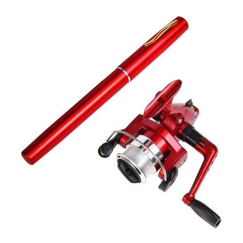 Generic Pen Type Fishing Rod & Spinning Wheel Fishing Reel H8022R Red