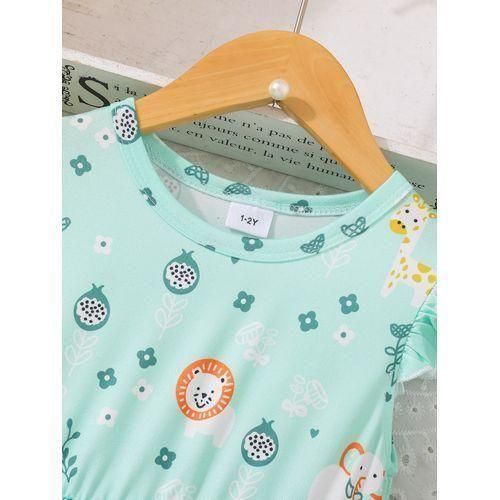 product_image_name-Catpapa-1-8Years Kid Girls Cartoon Printing Flutter Sleeve Dress-4