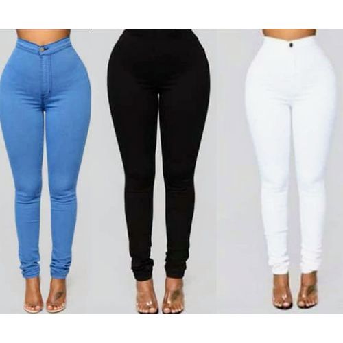 Fashion 3 In 1 Ladies Sexy Slim Fitted Jeans-Black/White/Blue | Jumia ...