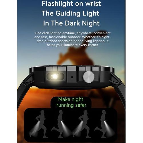 Generic 2.19" Smart Watches For Flashlight Waterproof Outdoor Sport Tracker Bluetooth Call Smartwatch - image 5