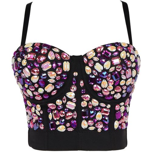 Fashion Luxury Mixed Color Acrylic Stone Bra Women Y Crystal