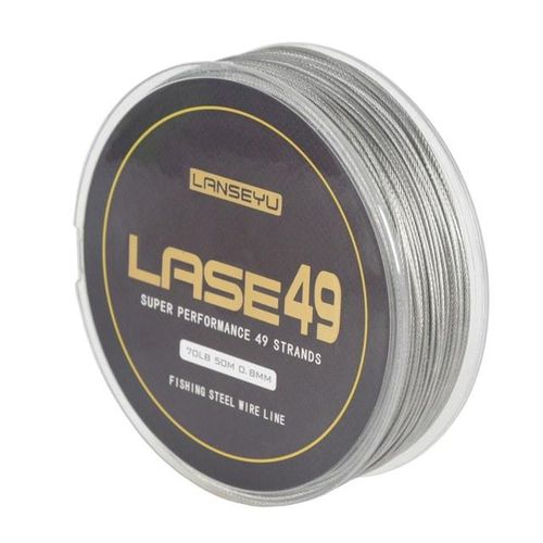 Generic Lanseyu 50m Fishing Stainless Steel Wire Fishing Lines 44lb-70lb 49  Strands Soft Wire Line Cover With Plastic Waterproof Coating