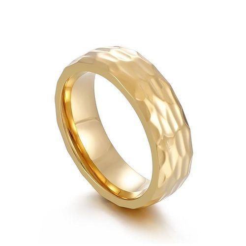 ONIBENZ Everlasting Bond: Titanium 316L Stainless Steel Hammered Couple's Ring in Gold - image 3