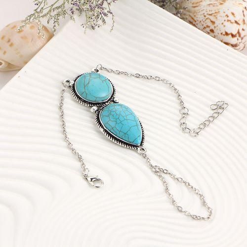 Fashion Women Boho Retro Celebrity Turquoise Slave Chain Ring Bracelet Hand HarnessAntique Silver Jumia Nigeria