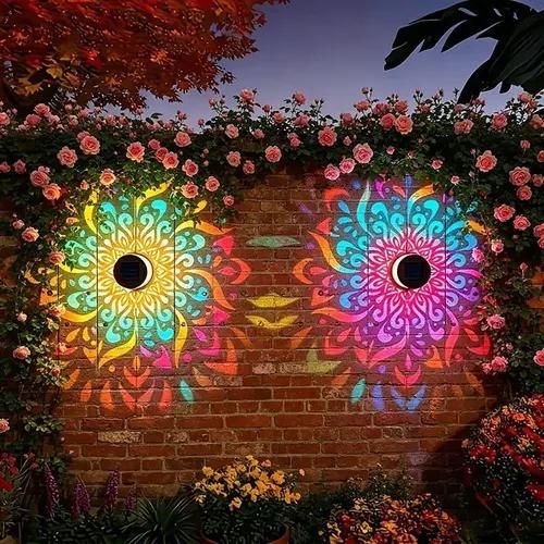 Generic 2-Pack Solar Mandala Projector Outdoor Wall Lights