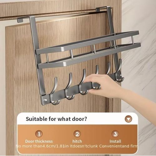 Generic 6-hook multi-functional metal easy-to-install back door shelf, suitable for bedroom, bathroom and kitchen storage. - image 2