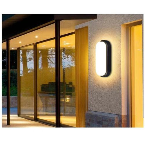 Generic Modern Oval LED Bulkhead Outdoor Wall Sconce (Matte Black)
