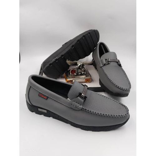Clarks High Sole Leather Men s Dating Casual Dress Shoe Grey
