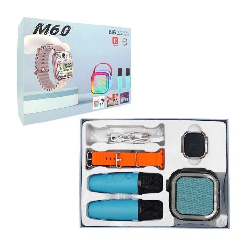 Generic Olywear M60 Smart Watch Combo Set – 2.31” AMOLED Display Smartwatch with Bluetooth Speaker & 2 Wireless Microphones Gift Box - image 4