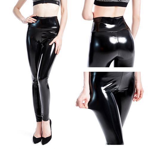 Fashion S-3xl Wet Look Shiny Pvc High Waist Push Up Leggings Faux Pu  Leather Hot Pants