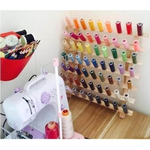 60-spool Thread Rack Sewing Embroidery Organizer Natural Wood For