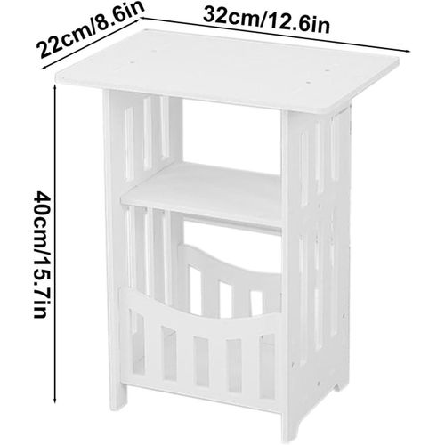 SIKITUT 3-Tier Bedside Table Side End Table Coffee Table with Bedroom Storage Shelf Basket White - image 5