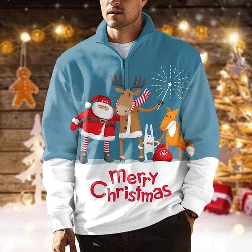 Christmas Men's Lightweight Hoodies,Men Christmas Ugly 3D Printed