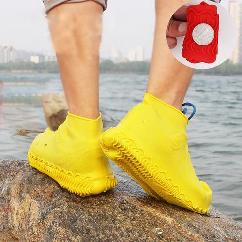 Fashion Thicken Waterproof Shoe Cover Silicone Rain Shoes Pocket Rubber  Boots Cover Sneakers Protector Foot Covers Cycling Overshoes
