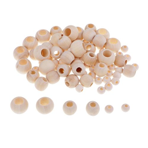 100pcs Wooden Beads Large Hole Mixed For Macrame Jewelry Crafts Making 