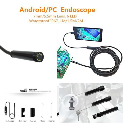 Mini USB Endoscope Borescope inspection camera for Android and Windows 2m  w/LED