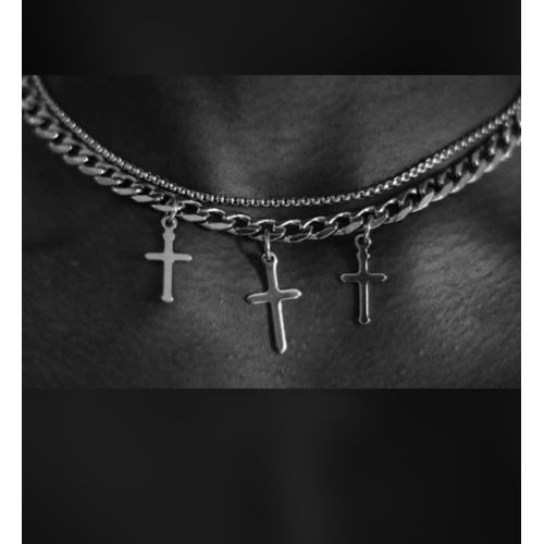 product_image_name-Fashion-Cuban Link Chain With Three Cross Pendant-1