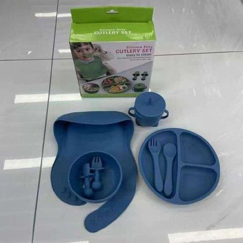 product_image_name-Generic-Baby Silicone Feeding Set-Plates, Bib, Cup, Spoons, Forks-1
