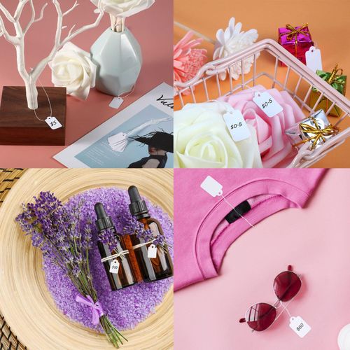 Litoott 300 Pcs White Small Price Display Tags with String Attached Jewelry - image 4
