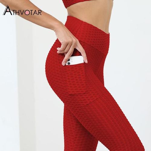 Women High Waist Leggings With Pockets Push Up Fitness Anti