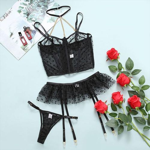 Sexy Flower Bra Set -V String Set