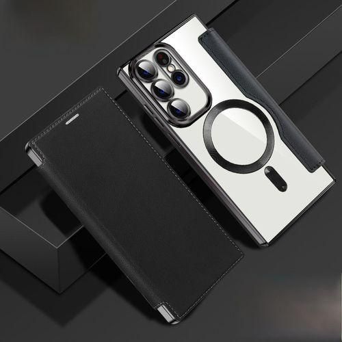 product_image_name-Generic-Samsung S24 Ultra Plating Magnetic Mag Safe - Samsung Galaxy S24 Ultra Leather Flip Case, Fit For MagSafe-1
