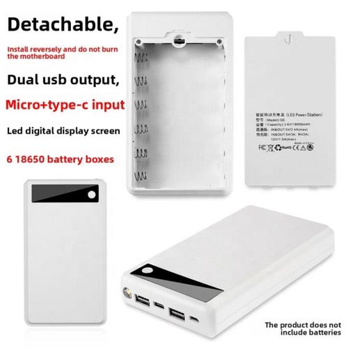 product_image_name-Generic-6-Cell Plastic Shockproof DIY Battery Box Power Bank Detachable and replaceable power bank shell. -3