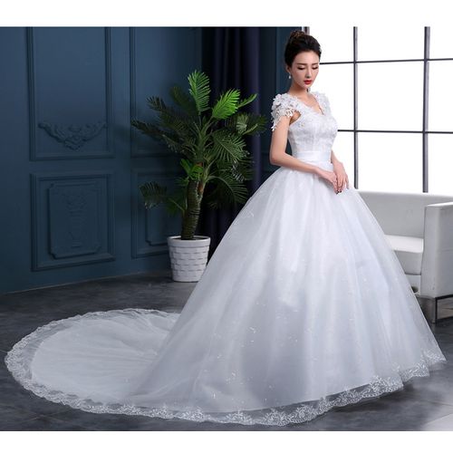 product_image_name-Fashion-Plus Size Lace Wedding Gown Long Trail Bride Dress-1