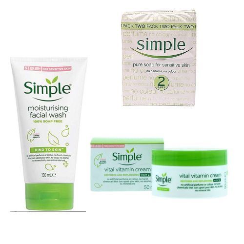 product_image_name-Simple-Kind To Skin Moisturizing Facial Wash+2 Pack Pure Soap+Vital Vitamin Night Cream-1