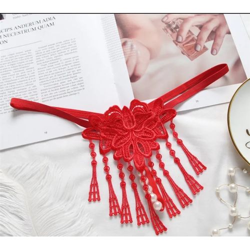 Generic T Pants Lace Pearl Open Backless Embroidery Tassel G
