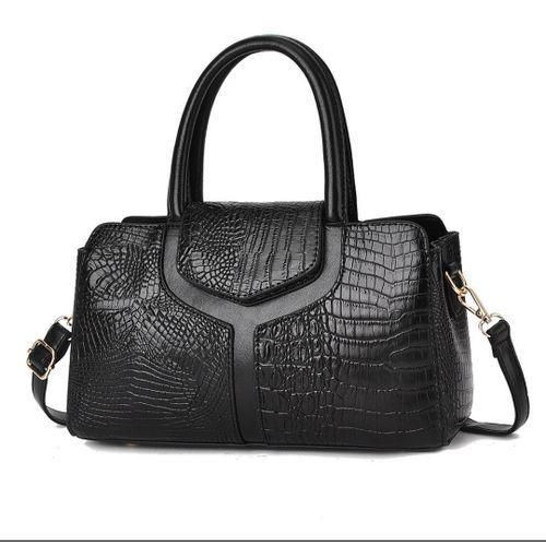 product_image_name-Fashion-BLACK PU Quality Crocodile Design Handbag-1