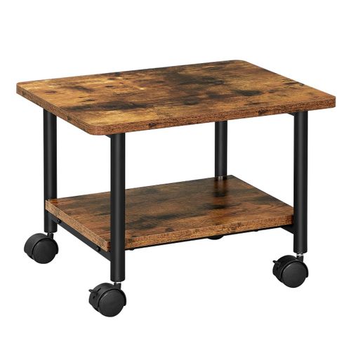 LASA Printer Stand with Wheels and Storage Shelf - Rustic Brown