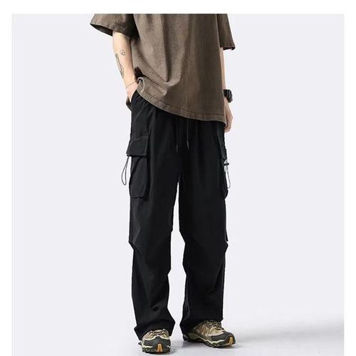 Women's Elastic Waist Ankle Length Casual Cargo Pants with Pockets