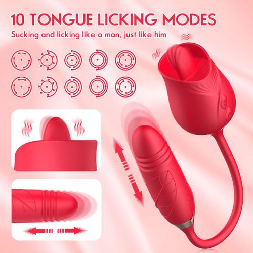 product_image_name-Generic-Two-in-one Automatic Retractable Rose-shaped Clit Sucking Vibrator Adult Sex Toy-1