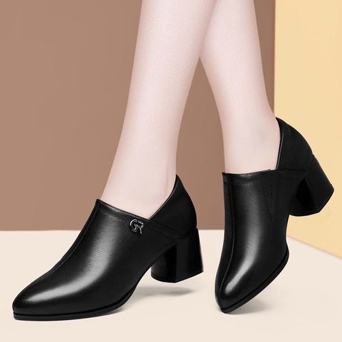 Fashion Ladies Fashion High Heel Casual Leather Shoes Black Jumia Nigeria