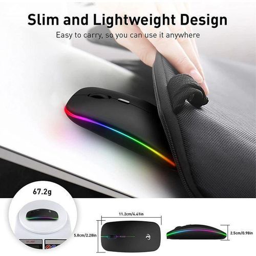 Generic Wireless Bluetooth RGB Backlit Mouse Ergonomic Rechargeable USB Mice for PC Laptop iPad Tablet Computer Gaming - image 4