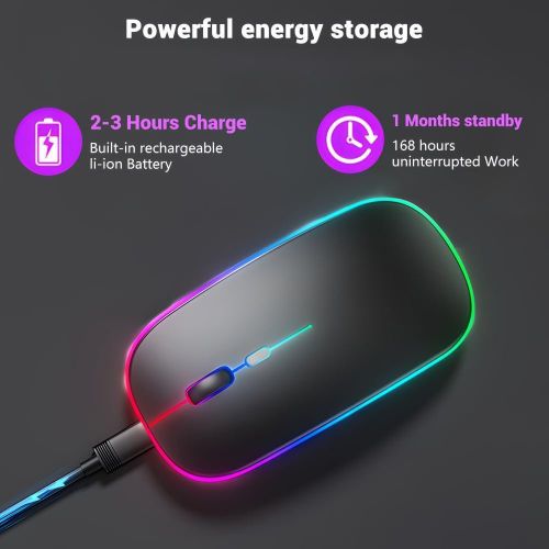 Generic Wireless Bluetooth RGB Backlit Mouse Ergonomic Rechargeable USB Mice for PC Laptop iPad Tablet Computer Gaming - image 6