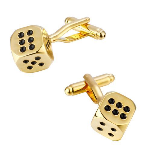 product_image_name-Fashion-Men's Cufflinks XK18S501 Dice Gold Cuff Links-1