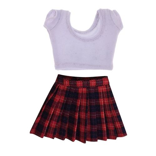 Generic 16 Model Girl Mini Plaid Skirt Crop Top Tshirt For 12Inch ...