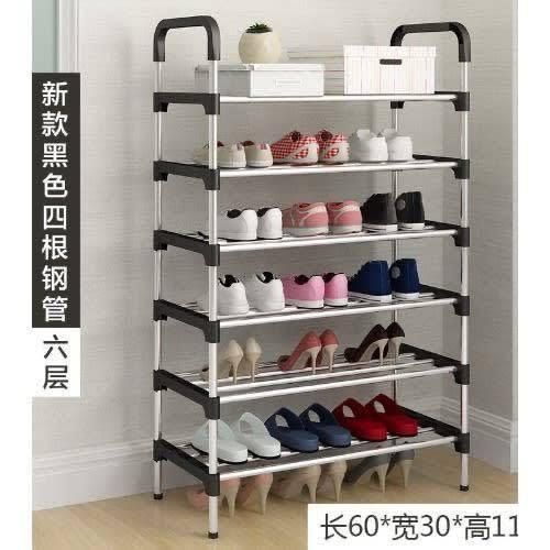 Generic 6-Tier Shoe Rack Organizer – Space-Saving Multi-Layer Shoe Storage Shelf with Metal Frame for Home & Bedroom