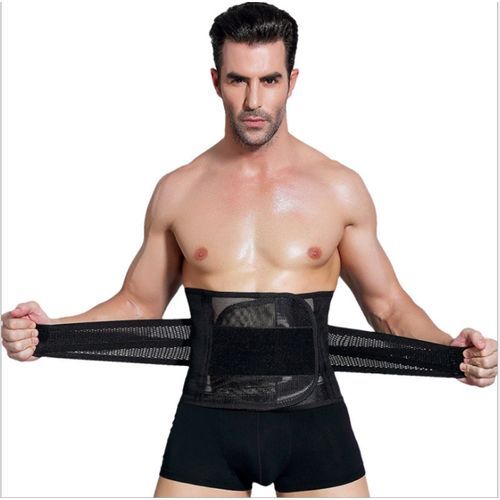 Fashion New Men Fat Burner Sauna Tummy Tuck Belt Body Shaper Girdle Belly  Slim Waist Trainer(#Black)