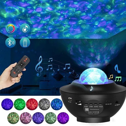 Generic Starry Projector Galaxy Night Light With Ocean Wave Music Speaker  Nebula Cloud Ceiling Lamp For Decoration Birthday Gift Party