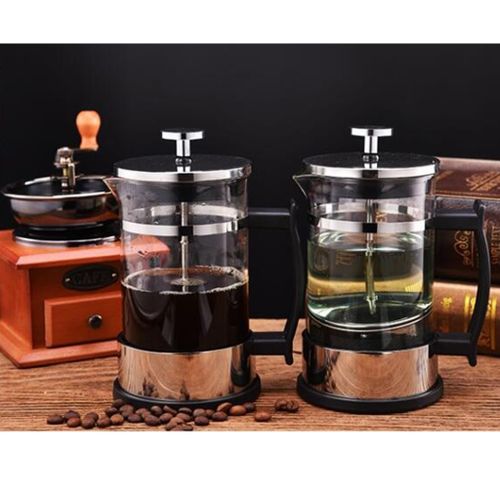 French Press Coffee Tea Maker The Palm Restaurant 12oz Glass Metal Handle