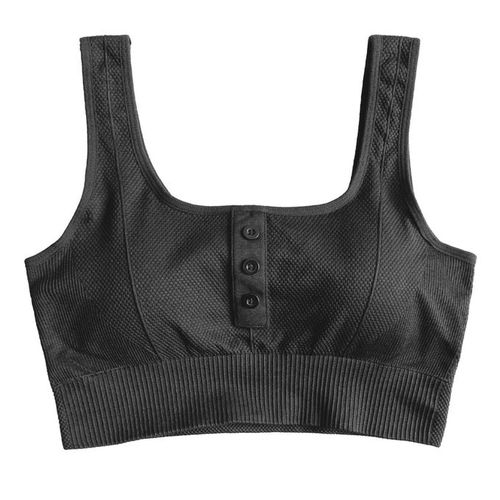 Women Sports Bra Buttoned Front U Neck Removable Padded Breathable